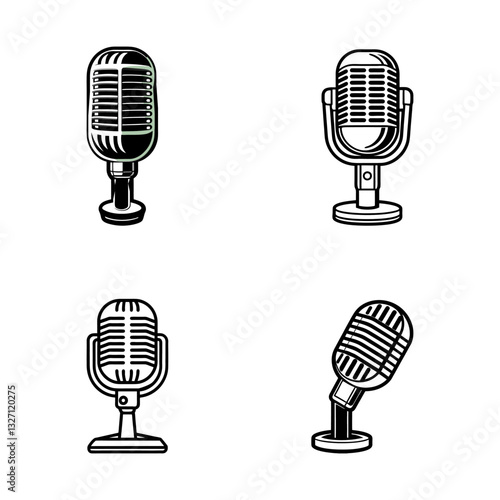 realistic studio microphone icon. professional vector mic illustration. high-quality metallic microphone design.