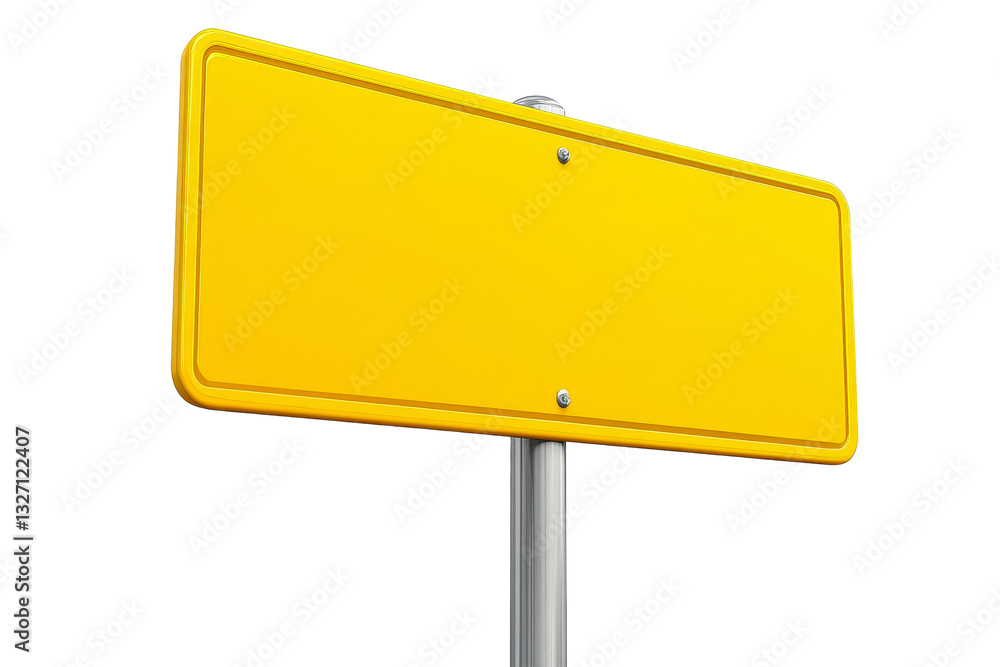 Bright yellow empty street sign on a silver pole Bright yellow empty street sign on a silver pole