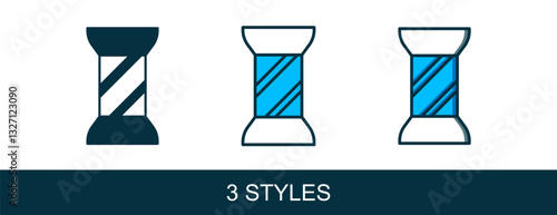 Filled outline Sewing thread on spool icon isolated on white background. Yarn spool. Thread bobbin. Vector
