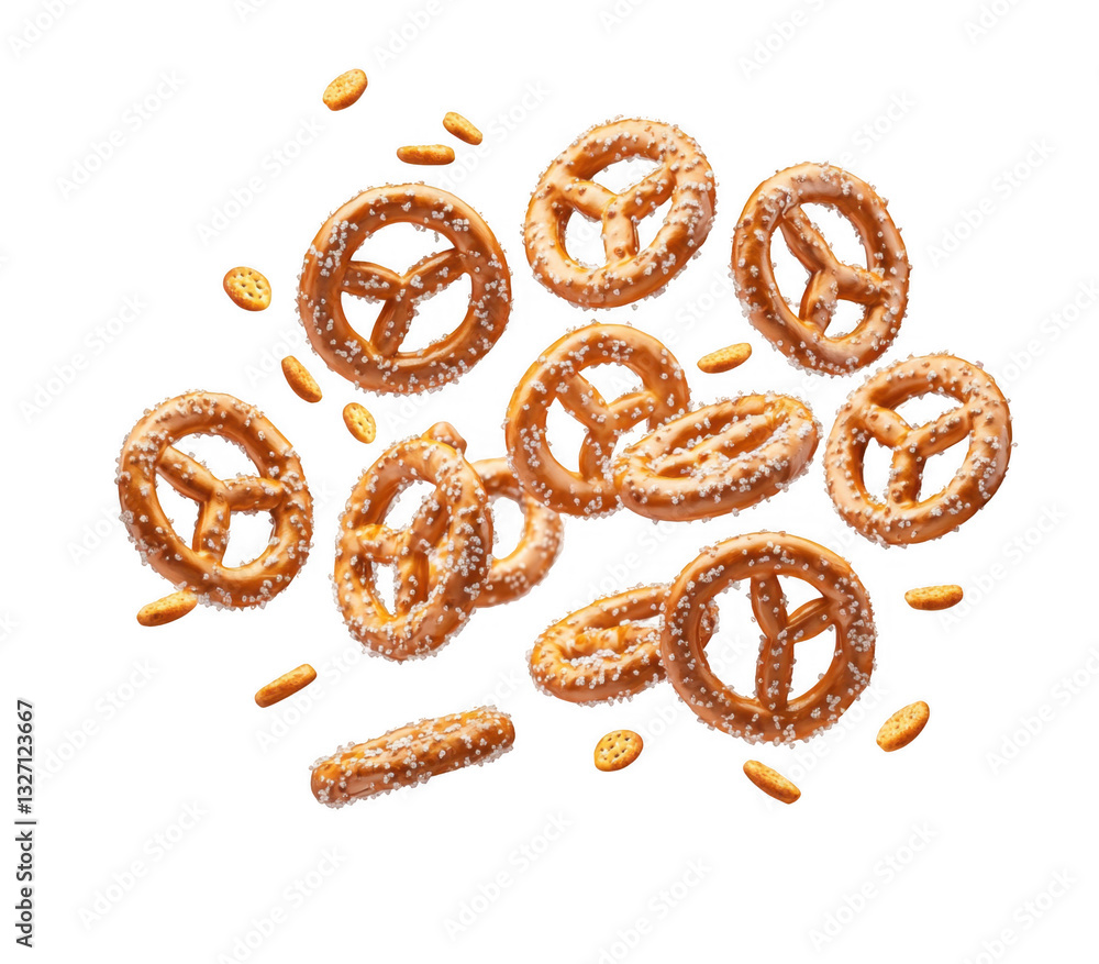 Delicious Pretzel Snacks, Flying Pretzels with Sesame Seeds Delicious Pretzel Snacks, Flying Pretzels with Sesame Seeds