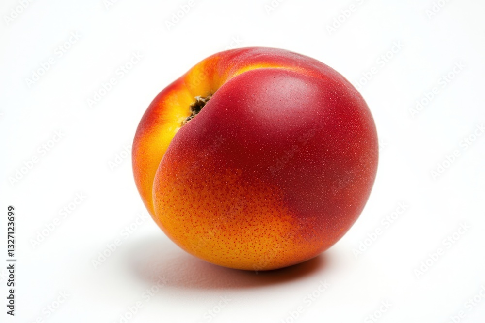 Exquisite nectarine in closeup with vibrant color and smooth skin against neutral background creating a fresh mood
