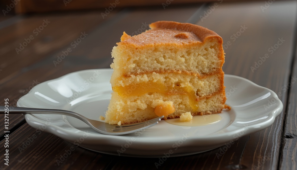  Slice of Layered Vanilla Cake with Yellow Filling