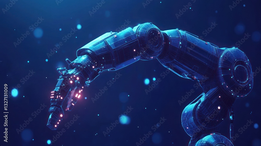 Fototapeta premium Futuristic robot arm reaching out in a digital environment