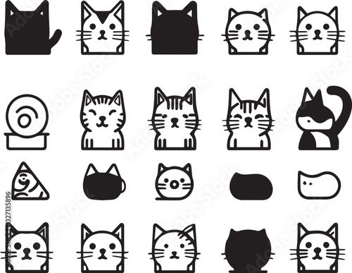 Cat head black and white funny cat