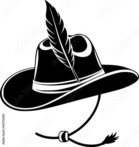 Cowboy Hat Monochrome Black and White Vector Illustration Design Art Western Theme Minimalist Style Simple Design Stock Image Graphic Print and Digital Use