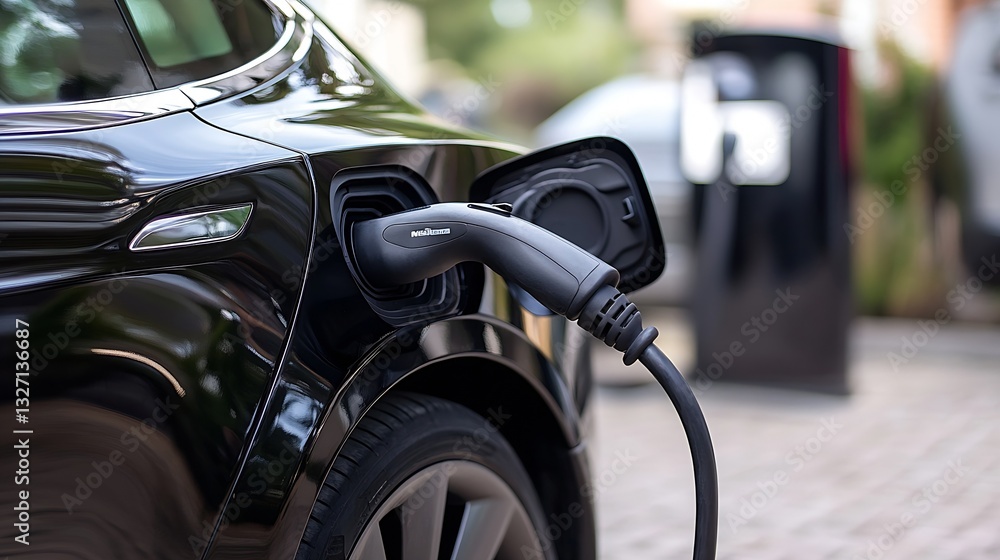 Electric vehicle charging at a modern charging station showcasing technology and sustainability : Generative AI Electric vehicle charging at a modern charging station showcasing technology and sustainability : Generative AI