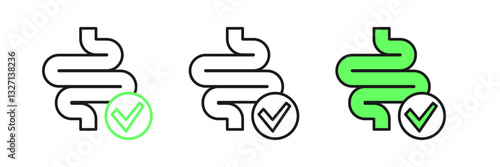 Set line Intestines icon isolated on isolated on white background. Human body internal organs. Vector