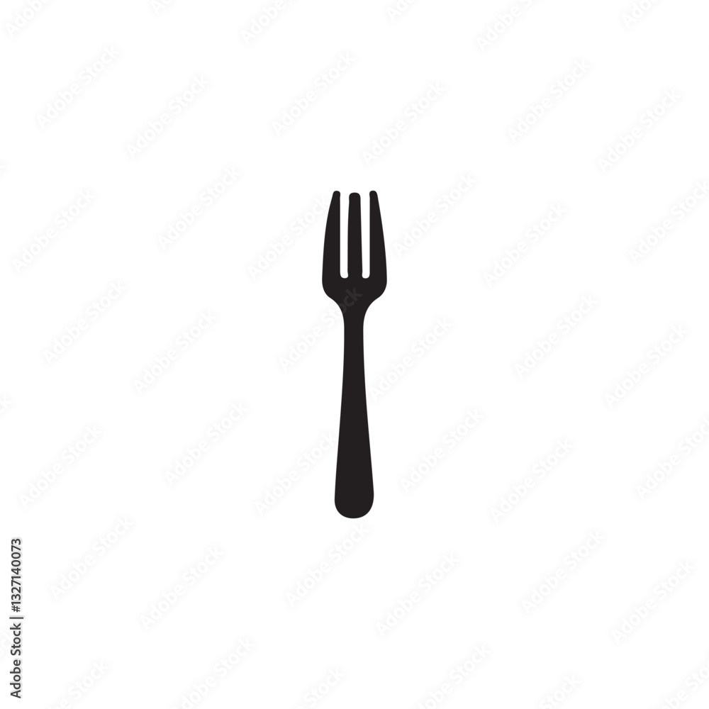 Simple Black Fork Silhouette Against White Background.A clean, minimalist silhouette of a fork against a pure white background. Simple Black Fork Silhouette Against White Background.A clean, minimalist silhouette of a fork against a pure white background.