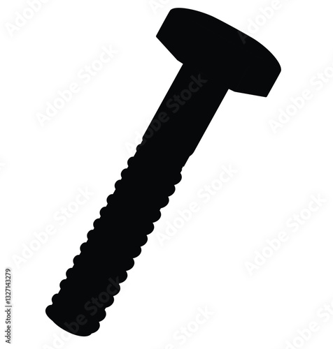 Cute cartoon hand drawn vector screw silhouette.