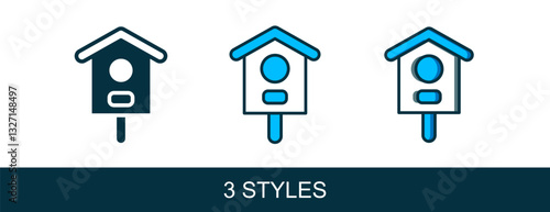 Filled outline Bird house icon isolated on white background. Nesting box birdhouse, homemade building for birds. Vector