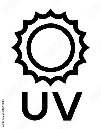 UV radiation icon with a sun and "UV" text symbolizing ultraviolet exposure sunlight and protection awareness.