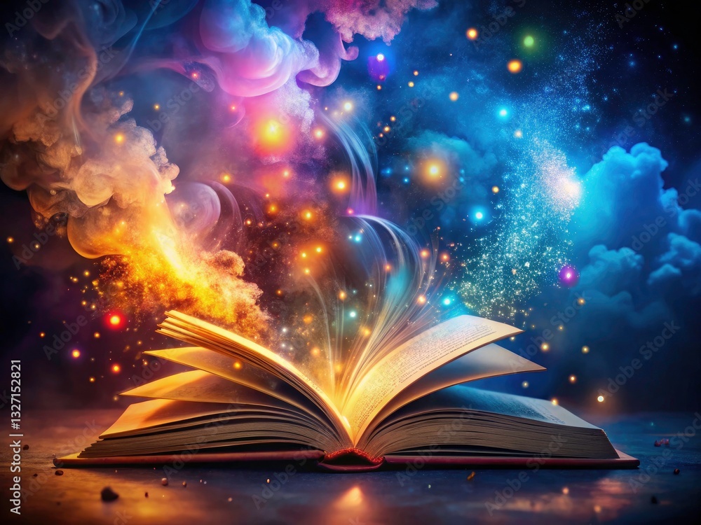 Magical Glowing Book, Mystical Smoke, Sparkling Particles, Fantasy Drone Photography, Vivid Colors, Light, Ethereal Scene Magical Glowing Book, Mystical Smoke, Sparkling Particles, Fantasy Drone Photography, Vivid Colors, Light, Ethereal Scene