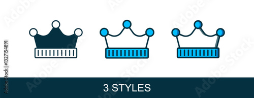 Filled outline King crown icon isolated on white background. Vector