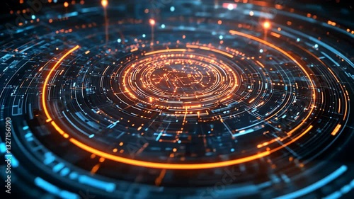 Wallpaper Mural abstract background futuristic neon light glow light trail, red blue circle digital board   Torontodigital.ca