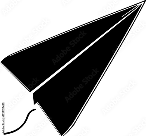 Monochrome black and white minimalist paper airplane line art illustration symbolizing hope journey and freedom in simple clean design