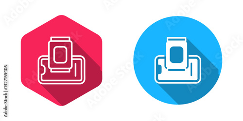 Filled and outline Food ordering on mobile icon isolated with long shadow background. Order by mobile phone. Restaurant food delivery concept. Vector