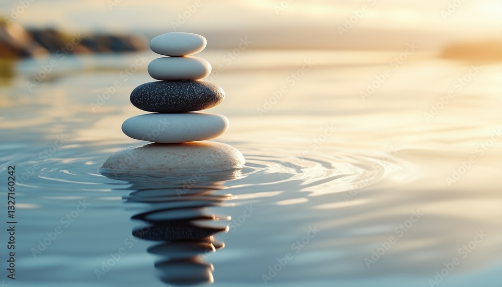 Balanced Zen Yoga Spa Stones Creating Harmony And Serenity With Each Other'S Weight And Position. Balanced Zen Yoga Spa Stones Creating Harmony And Serenity With Each Other'S Weight And Position.