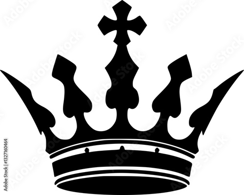 Black and white monochrome crown illustration with jagged edges royal minimalist vector design