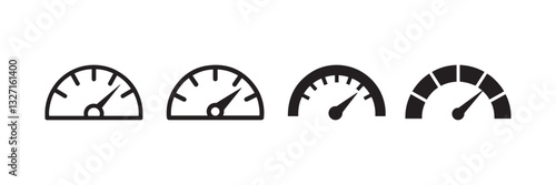 Speedometer Gauge Icon Set Performance Measurement Vector