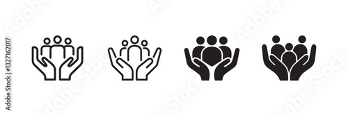 Community Care Hands Icon Support and Protection Vector Set