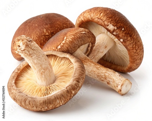 Fresh Shiitake Mushrooms Close up Studio Shot Gourmet Food Culinary Ingredient Healthy Eating