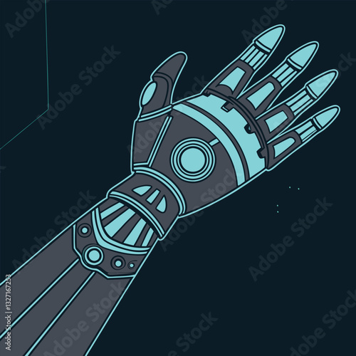 Glowing Cybernetic Hand – Futuristic Bionic Prosthetic with High-Tech Circuits and Augmented Tech