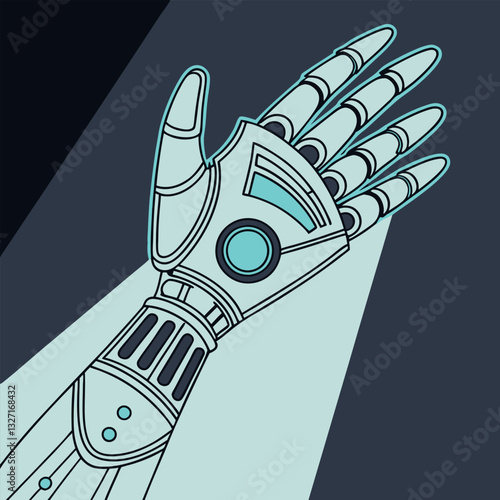 Glowing Cybernetic Hand – Futuristic Bionic Prosthetic with High-Tech Circuits and Augmented Tech