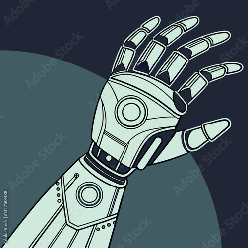 Glowing Cybernetic Hand – Futuristic Bionic Prosthetic with High-Tech Circuits and Augmented Tech