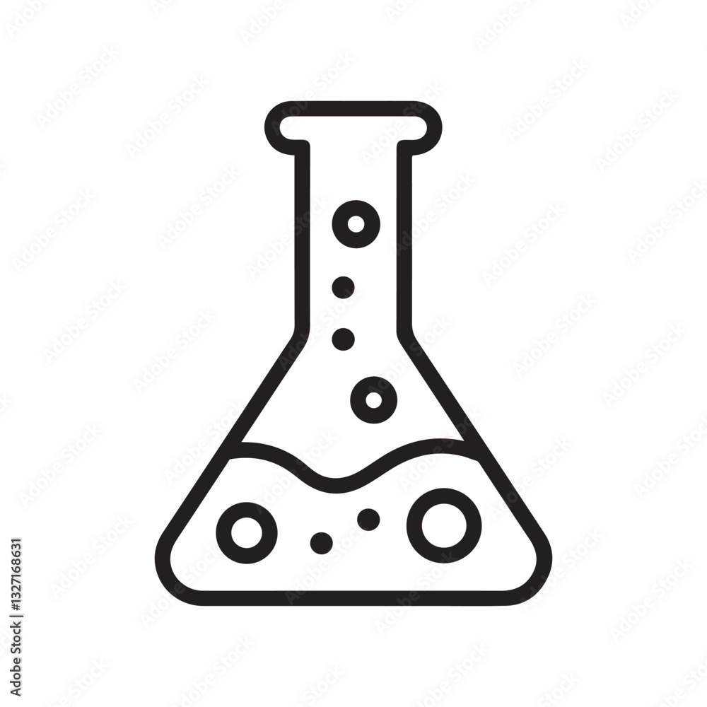 Simple Line Art Illustration of a Laboratory Flask Simple Line Art Illustration of a Laboratory Flask