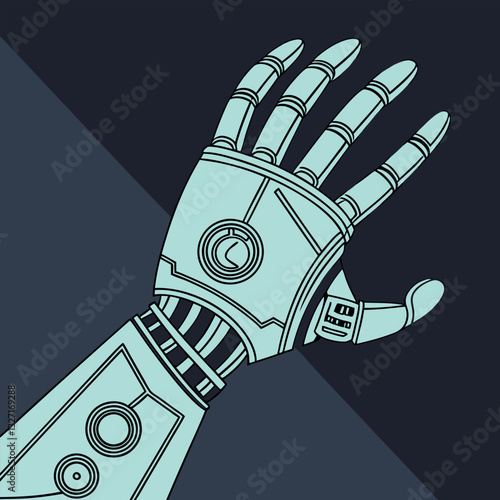 Glowing Cybernetic Hand – Futuristic Bionic Prosthetic with High-Tech Circuits and Augmented Tech