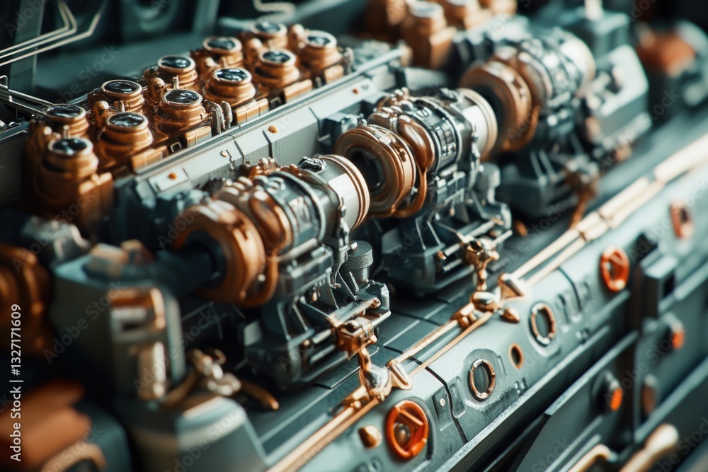 Naklejka premium A detailed view of a machine's valves