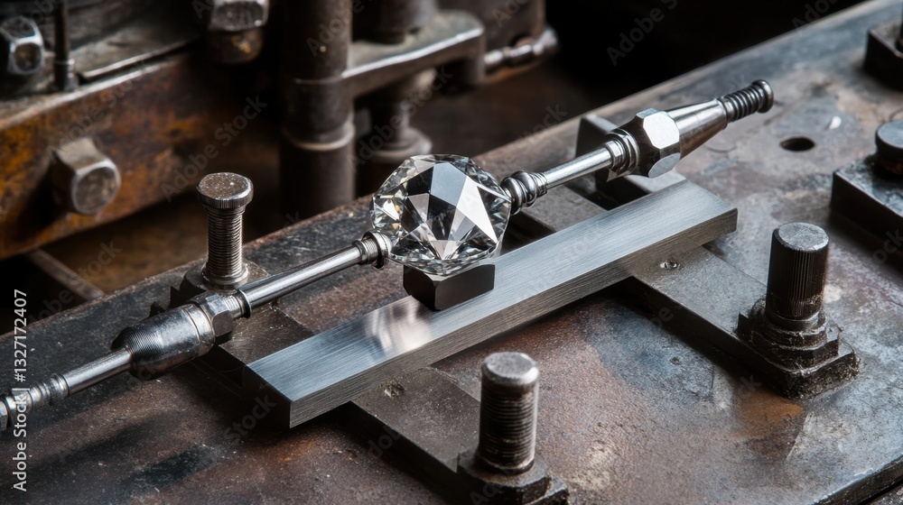 A gemstone alignment tool ensuring the perfect cut angles for a flawless diamond A gemstone alignment tool ensuring the perfect cut angles for a flawless diamond