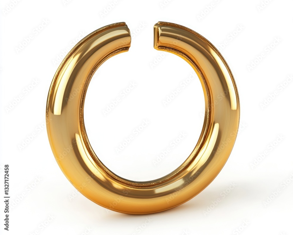 Lucky Grooved Gold Horseshoe. Isolated Steel Symbol on White Background Lucky Grooved Gold Horseshoe. Isolated Steel Symbol on White Background