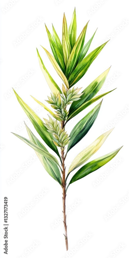 Obraz premium Indoor Yucca Tree in Pot: Common Varieties with Striking Green Leaves Isolated on White Background