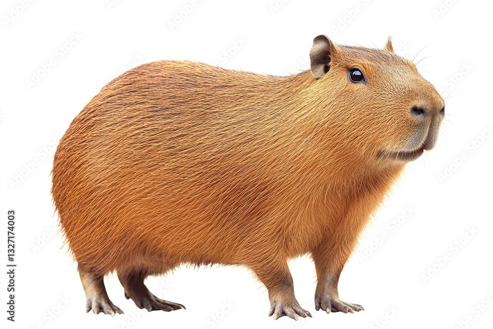 Adorable Capybara in Isolation: A Cute Tropical Rodent with Soft Brown Fur Adorable Capybara in Isolation: A Cute Tropical Rodent with Soft Brown Fur