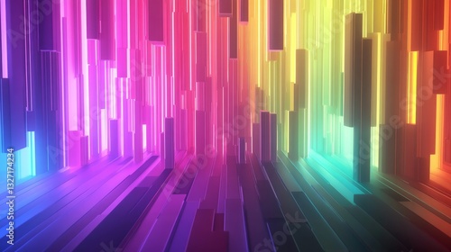 Eyecatching 3D render of a multicolor spectrum featuring a mesmerizing blend of vibrant hues