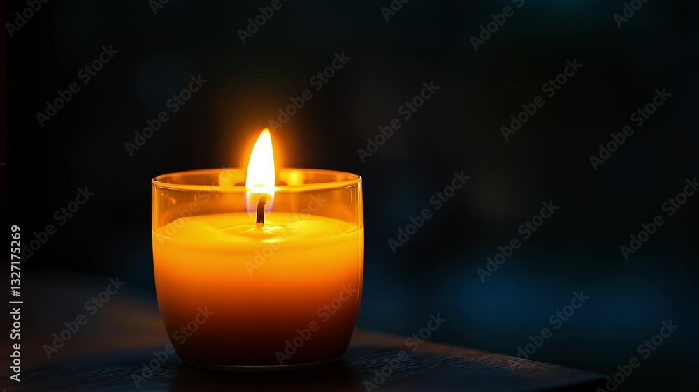 Slowly burning candle on the table Slowly burning candle on the table