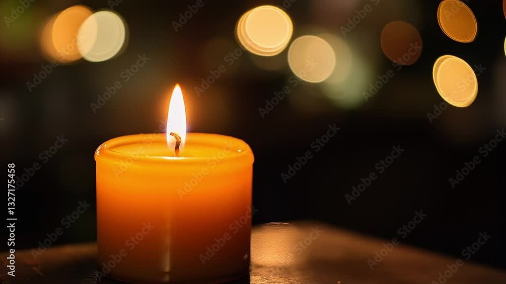 Slowly burning candle on the table Slowly burning candle on the table