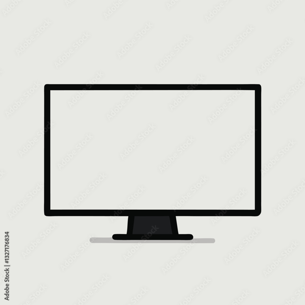 Computer monitor vector mock up with blank white display on white background Computer monitor vector mock up with blank white display on white background
