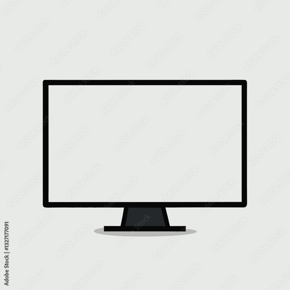 Computer monitor vector mock up with blank white display on white background Computer monitor vector mock up with blank white display on white background