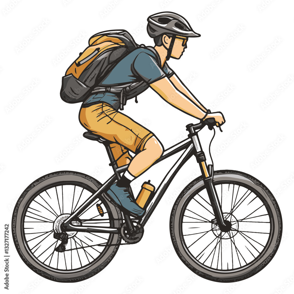 Naklejka premium man riding a bike