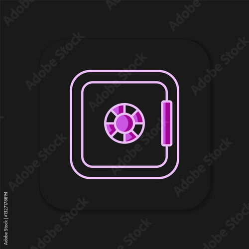 Filled outline Safe icon isolated on black background. The door safe a bank vault with a combination lock. Reliable Data Protection. Flat filled outline style with shadow. Vector