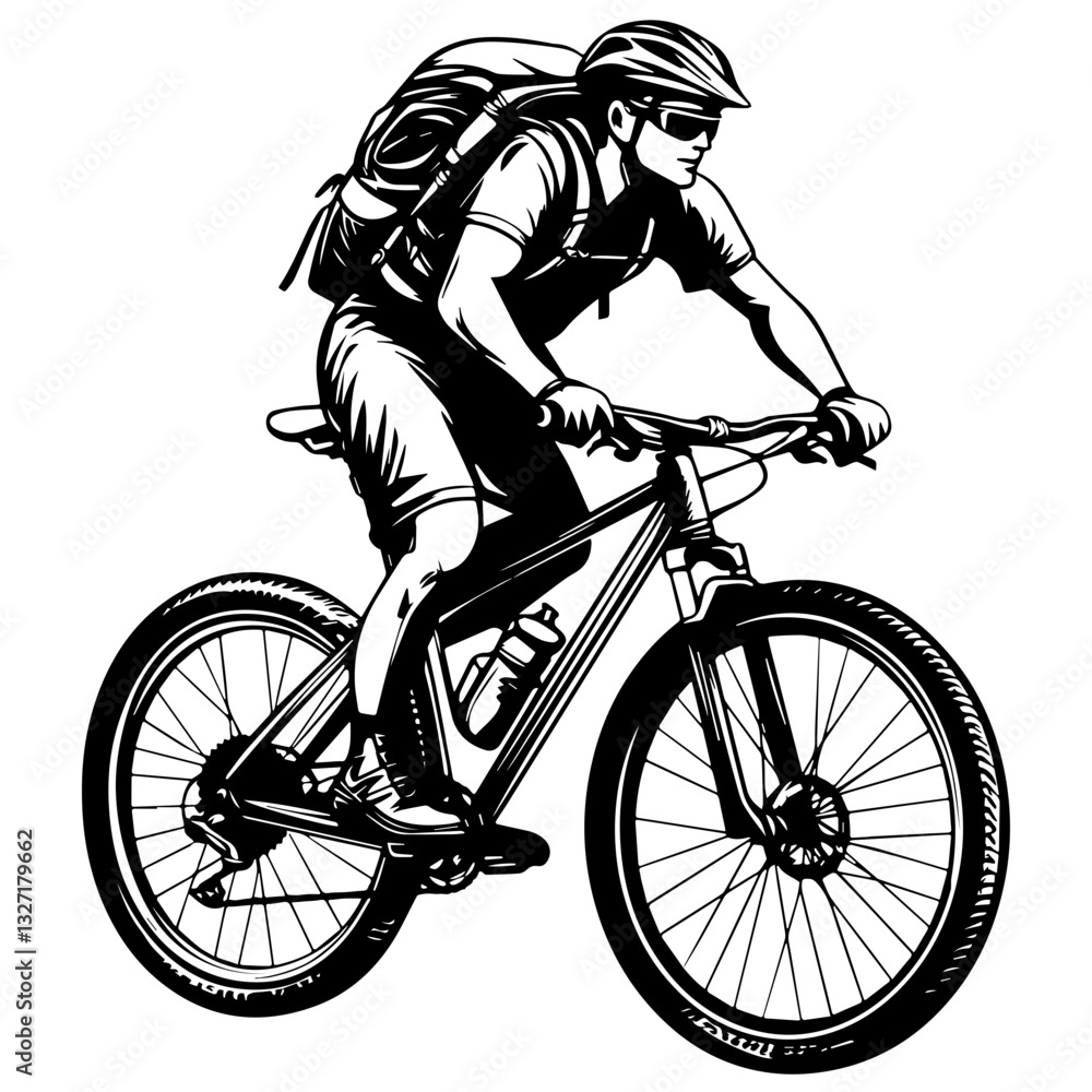 Naklejka premium man riding a bike