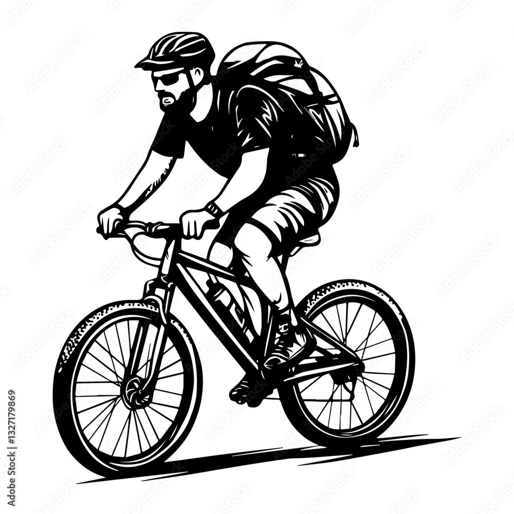 Naklejka premium man riding a bike