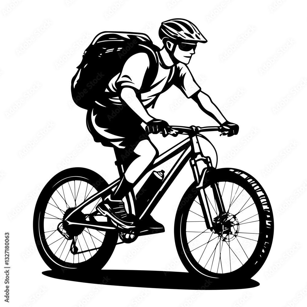 Naklejka premium man riding a bike