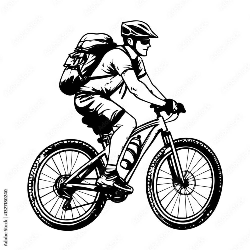 Naklejka premium man riding a bike