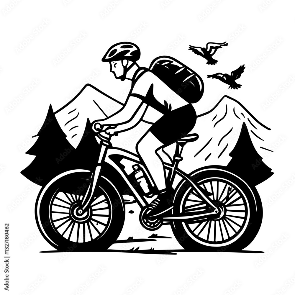 Naklejka premium man riding a bike