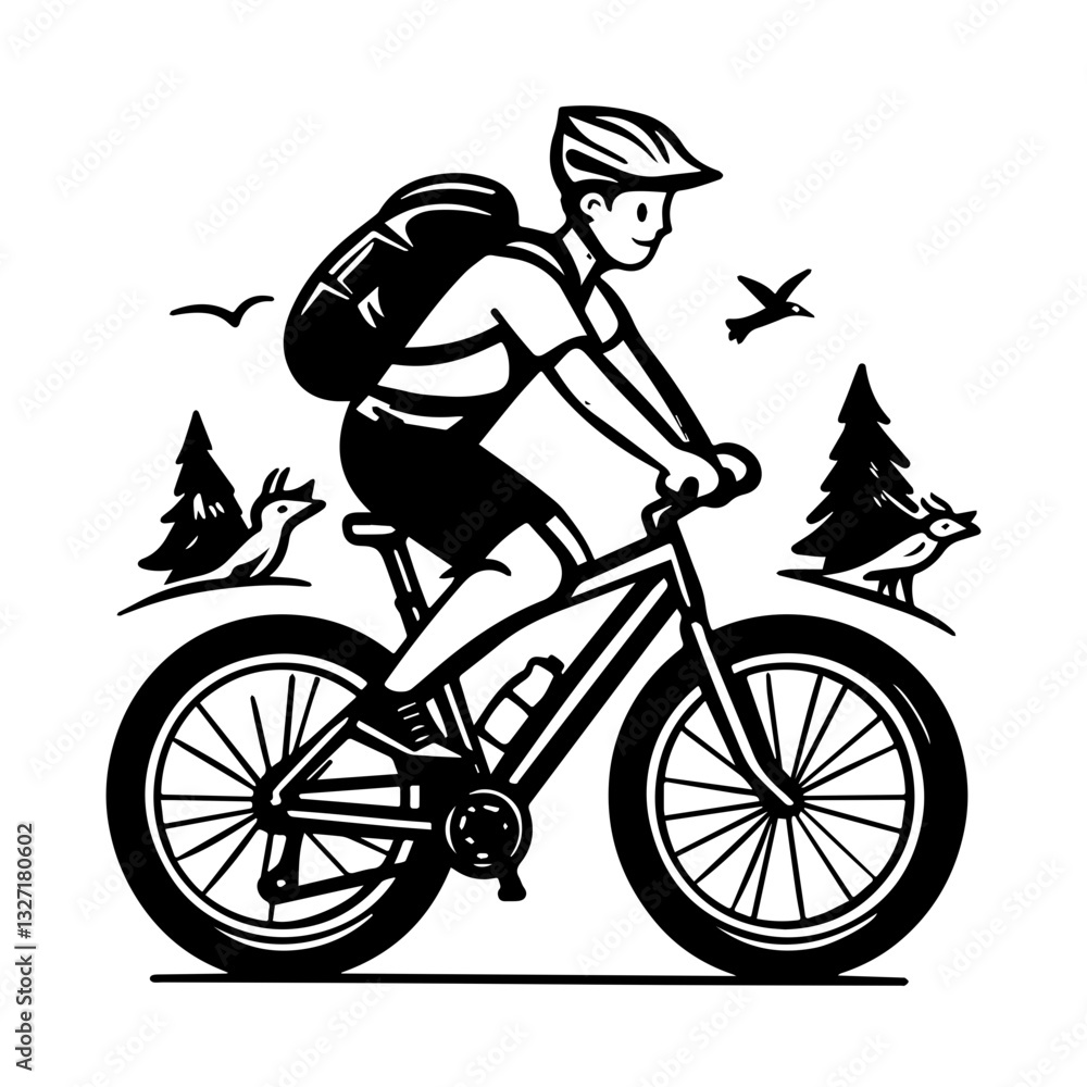 Fototapeta premium man riding a bike