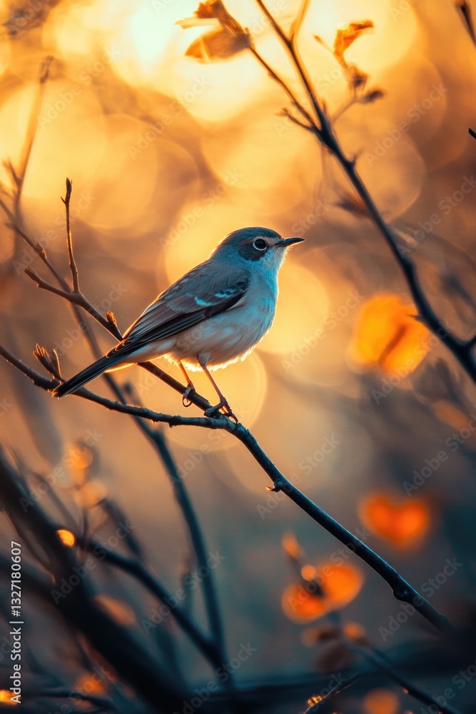 Obraz premium A small blue bird perched on a tree branch