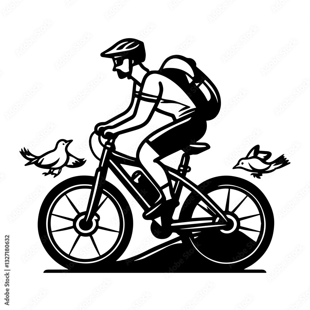 Fototapeta premium man riding a bike